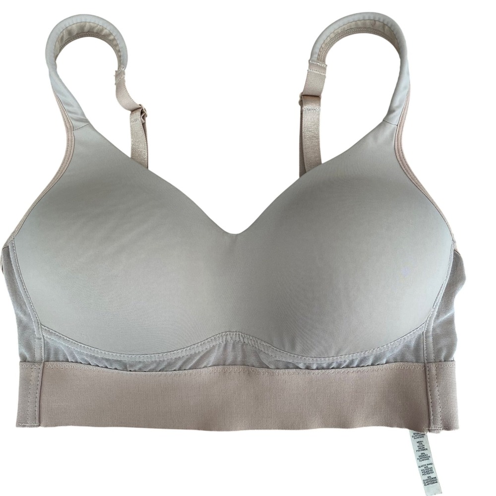 Rhonda Shear Style 0021 Wireless Mesh Back Comfort Bra Taupe Beige Womens Size M